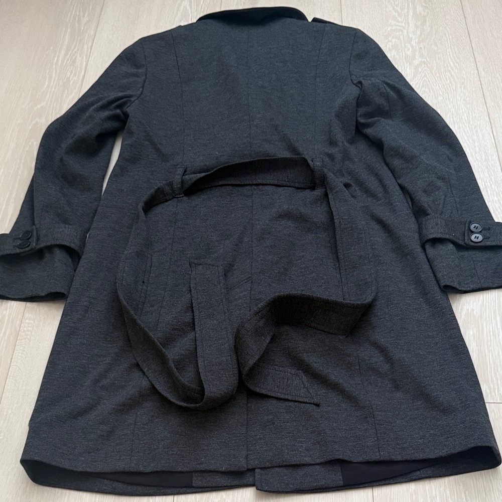 Ann Taylor Charcoal and Black Petite Belted Coat Jacket - Picture 8 of 8